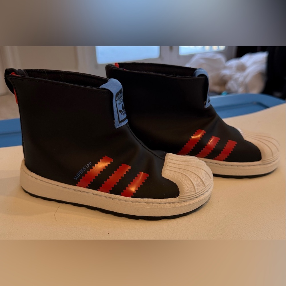Adidas Kids Superstar Black and Red Rain Shoes